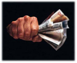 money held in fist